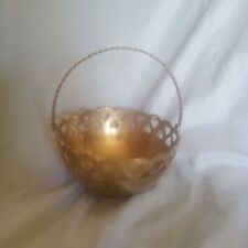 vintage solid brass basket with handle picture