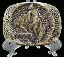 The Outlaw Frederic Remington Western Cowboy Brass Vintage Belt Buckle picture