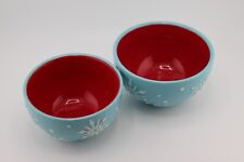 Hallmark Christmas Cozy Snowflake Nesting Bowls Blue With Red Interior, Set of 2 picture