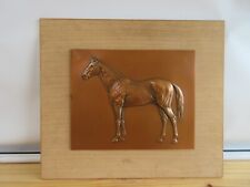 unknown Artist S.F. Copper Art Relief  Horse plate on board art artwork equine picture