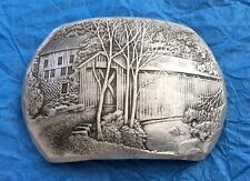 Vintage Wendell August Forge Handmade Bucolic Covered Bridge Art Belt Buckle picture
