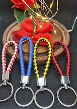 Braided Faux Leather Strap Keyring Keychain Car Key Chain Ring Key Fob Men Women picture