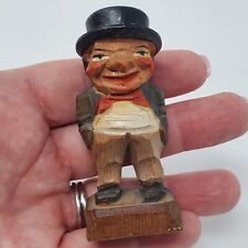 Vintage Germany Black Forest Woodcarving Man Statue Figure Hand Painted picture