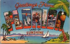 Vintage FLORIDA Large Letter Postcard 