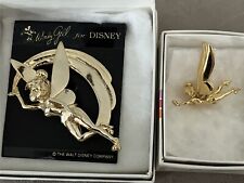 Lot Of 2 Wendy Gell Gold Toned Disney Tinkerbell Brooches/pins picture