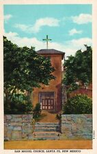 Postcard NM Santa Fe New Mexico San Miguel Church Linen Vintage PC G6500 picture