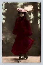 RPPC Glamour Pretty Lady Real Photo Studio Hand Tinted Postcard 1906 picture