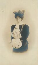 C-1905 RPPC Photo Postcard Well dressed woman fur muff hat real photo 11561 picture