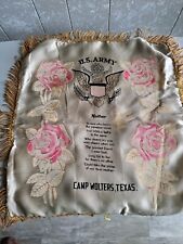 WWII Satin Pillow Cover US Army Mother Military Sham Camp Wolters Texas picture