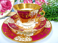KPM  Cup & Saucer 1890's  red and gold teacup London handle bone china trio picture