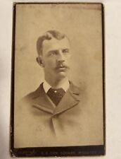 Antique Cabinet Card Sepia Photograph Handsome Man Mustache Harry’s Wooster, O picture
