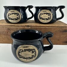 Coffee Mugs Art Pottery 3 Total Clayton Pottery Colorado Trout Fishing Blue picture