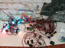 Vintage Lot of 6 Light Strand Christmas Lights C7 Green/red Wire & C-7 Bulds picture