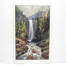 Postcard Vintage Waterfall Stream River Nature Wilderness Painting Collectible picture