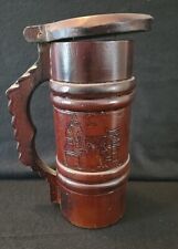 RARE ANTIQUE CASTLEUL ROMINA HAND CARVED WOODEN STEIN picture