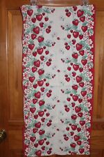 Vintage Strawberry Table Runner Large Tea Towel Strawberries Red Green Ivory picture