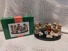 LRI Holiday 10 Pc Porcelain Kids Nativity Set in Box VTG picture