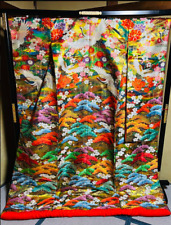Iro-uchikake Kimono Pure Silk Colorful Tsuru Crane Beautiful Japanese Bridal picture