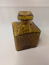 Vintage Amber Glass Diamond Point Small Square Decanter picture