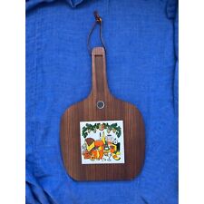 VTG 60’s 70’s Wooden Cheese Board MCM Wine Charcuterie Japan Orange Kitsch Italy picture