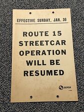 SEPTA Streetcar Route 15 Resumption Announcement Poster 17x11 VTG 1966 picture