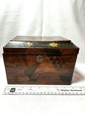 Antique Chinese Tea Caddy Box Inlaid Rolling Logs with Key picture