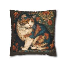 Calico Cat Pillow Case William Morris Inspired Cottagecore Throw Pillow Cover  picture