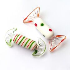 2 pcs Art Glass Candy Colourful Red Green Lifelike Murano Style Ornaments Gift picture