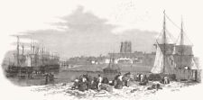 NORFOLK. King's Lynn & railwayHarbour Branch 1847 old antique print picture picture