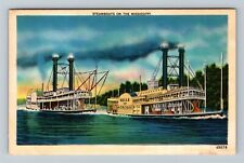 MS-Mississippi, Steamboats On Mississippi River, Vintage Postcard picture