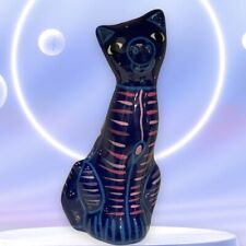 Long Neck Cat Folk Art Blue Ceramic Mexican Talavera Terra-Cotta Pottery Tonal picture