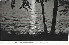 Vintage Wisconsin Chrome Postcard Moonlight Lake Geneva College Camp picture
