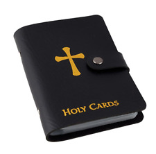 Prayer Card Holder Book Black Leatherette Holds 20-40 Cards Catholic Christian picture