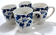 4 x Royal Norfolk Blue & White  Floral 12oz Coffee Mugs ~ Microwave Safe ~ Cups picture