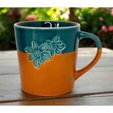 Starbucks 2006 Floral Blue Orange Flowers Ceramic Coffee Tea Mug Cup 17 oz picture