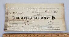 Vintage 1857 Mt. Vernon Ohio Gas-Light Company Receipt picture