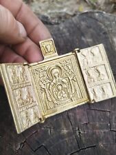 Bronze Triptych. Russian military icon. Virgin and Child picture