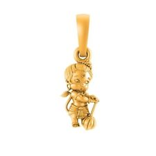 925 Sterling Silver 22k Gold Plated God Hanuman Pendant Lord Bajrang Bali Locket picture