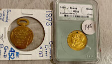 2 Old Rare Golden Medals: 1884 Blaine BU & 1893 Columbian Expo Watch Souvenir picture