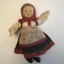 Vintage 10” Soviet Russia Stockinette Doll Female Redhead picture