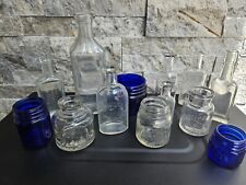 Lot Of 13 Vintage Glass Bottles & Ink Wells... Crafts, Potion Bottles.... #1 picture