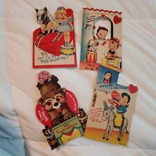 Vintage Mechanical Valentine's Day Cards Lot of 4. 3 Circus Theme 1 Cowboy  picture