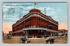Devil's Lake ND, Great Northern Hotel, Autos North Dakota c1919 Vintage Postcard picture