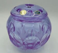 ALEXANDRITE Crystal Rose Bowl Vase w Flower Frog Lid Abbiamo Tutto Italy 4.5
