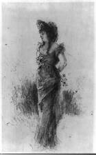 Photo:Full length of a woman,Flowers,wearing hat,Napolean Sarony picture