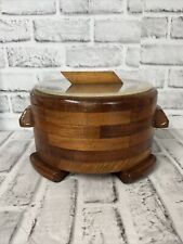 Vintage MCM Solid American Walnut Wood Ice Bucket with Acrylic Lid picture