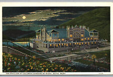 Butte Montana Postcard The Pavilion at Columbia Gardens at Night Moon MT Mont picture