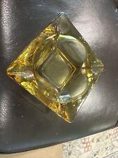Vintage Square Honey Amber Glass Ashtray Mid-Century Modern picture