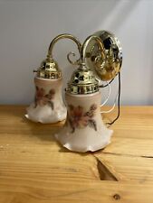 vintage Glass floral Brass Wall light fixture picture