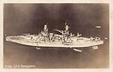 J81/ Ship RPPC Postcard c1940s U.S.S. Pennsylvania Navy Battleship 464 picture